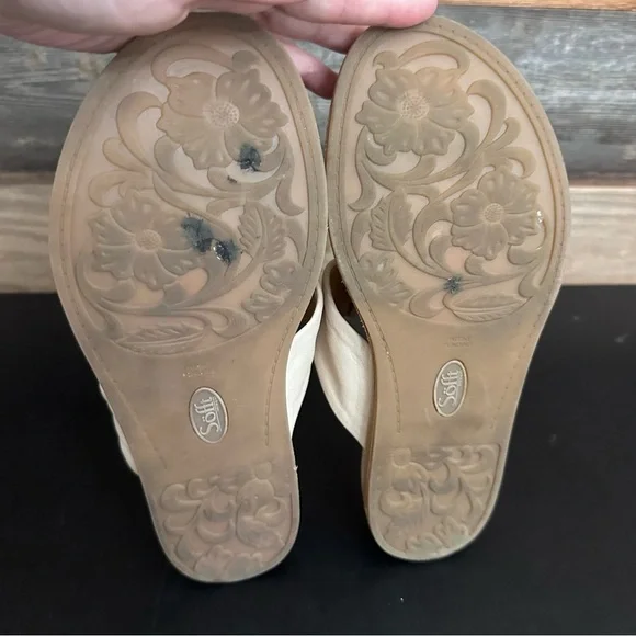 Sofft Essie Sandals Women's 8M Beige Leather Comfort Thong Flip Flop Knot - Picture 8 of 10